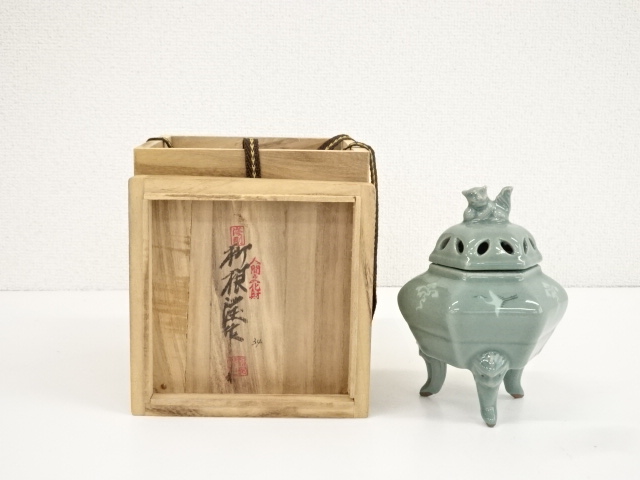 宋時代  青白磁穀倉 置物 影青香炉 越州窯青磁 唐物茶道具 共箱付 古渡 宋時代 青白磁穀倉 置物 影青香炉 越州窯青磁 唐物茶道具